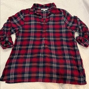 Meri Skye Women's Red Plaid Tunic Top